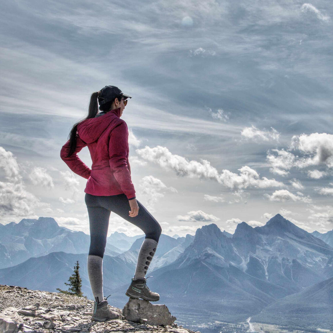 Layla Messner hiking in the mountains by Kelly's Perspective Photograph of Layla Messner, Reinhold's Messner's daughter, hiking in the mountains in Canmore, Alberta, Canada. Photography by Kelly's Perspective.